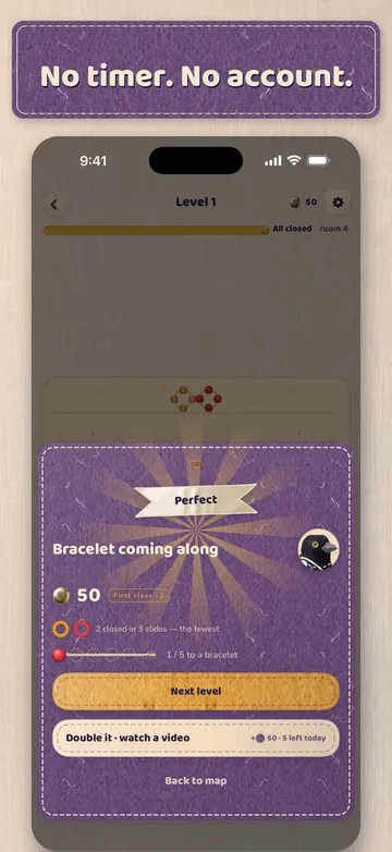 A win: Perfect, a bracelet coming along. No timer, no account.